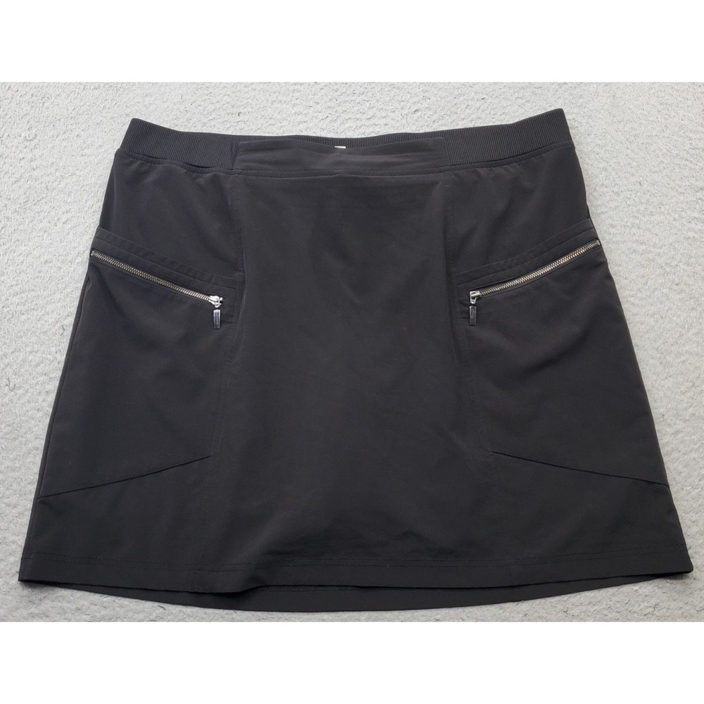 Chico's Golf Tennis Skort Womens 16 Black Zip Pockets Active Stretch Performance